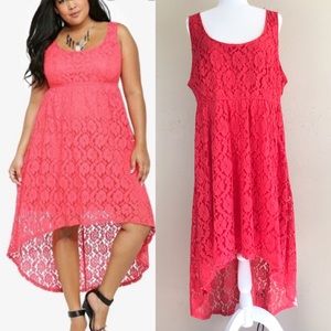 Torrid lace  coral color high low dress